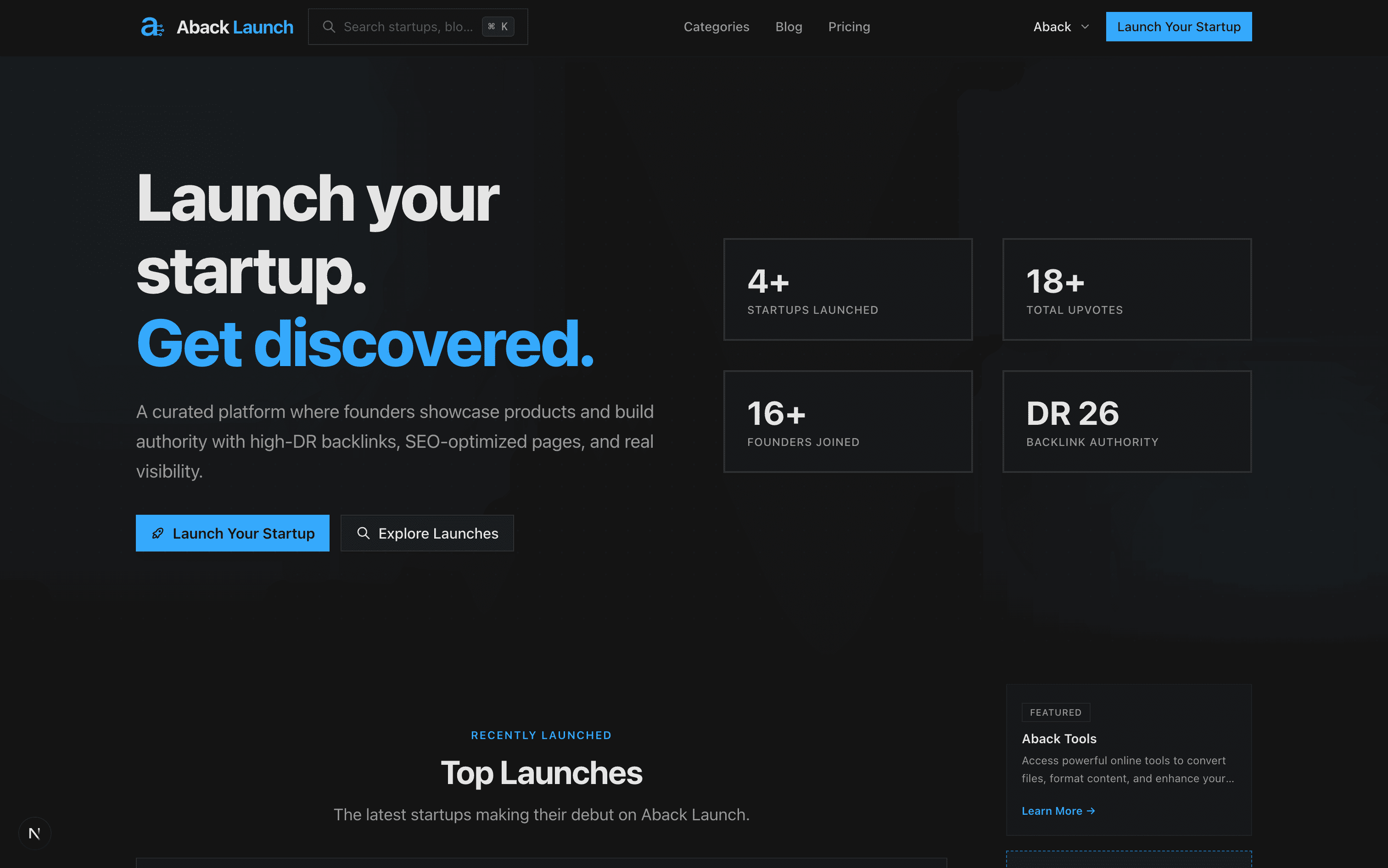 Aback Launch screenshot