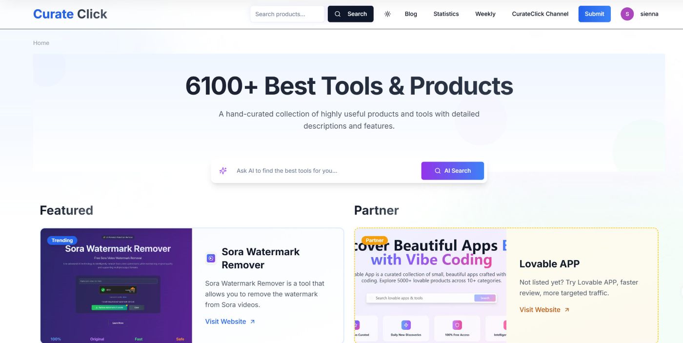 Curate Click screenshot