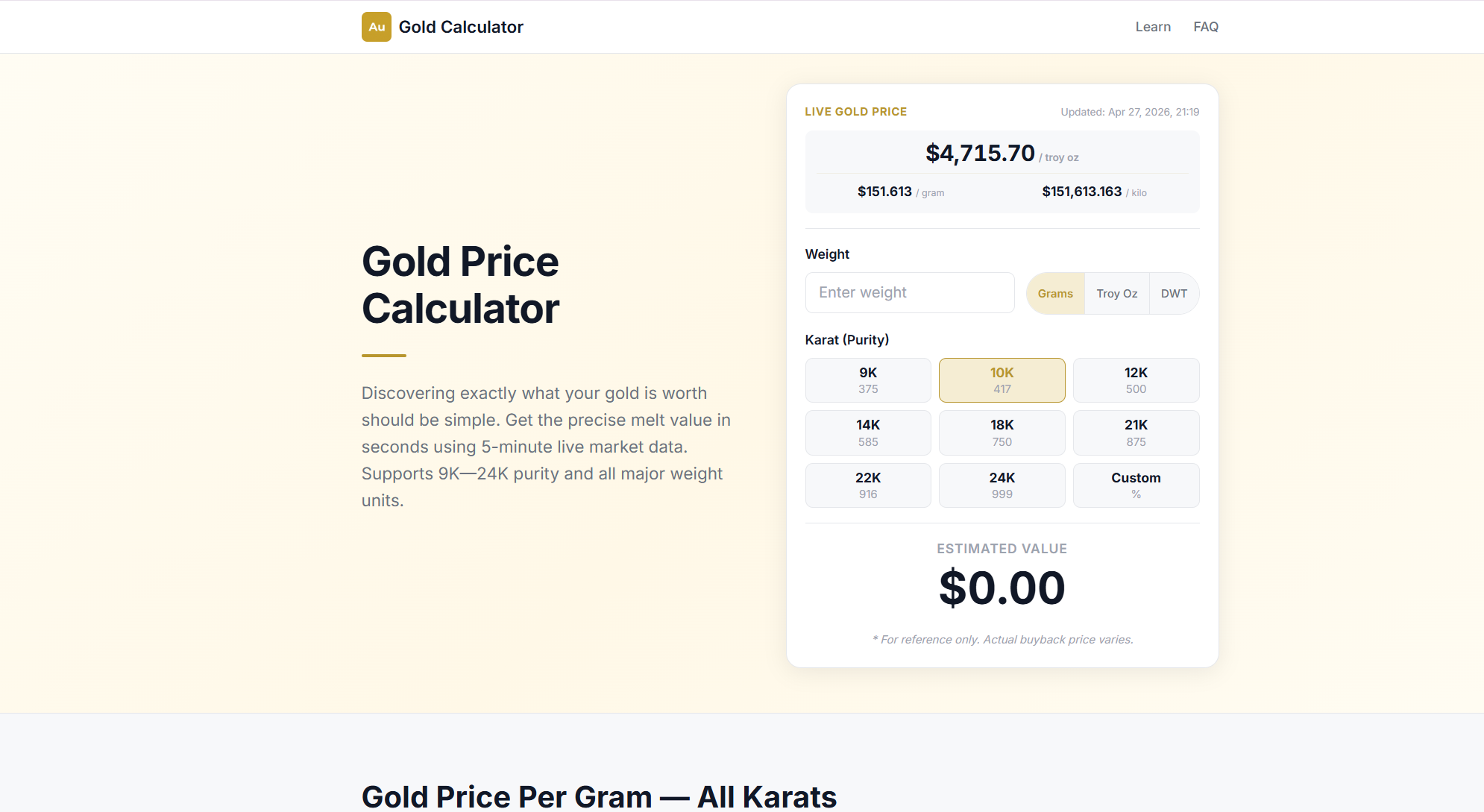 Gold Calculator screenshot