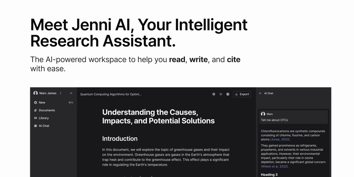 Jenni AI screenshot