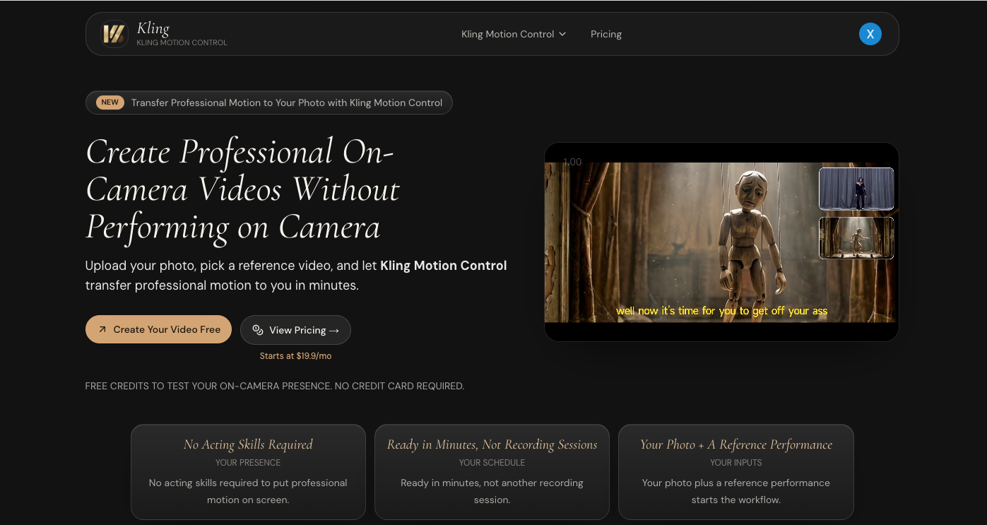 Kling Motion Control screenshot