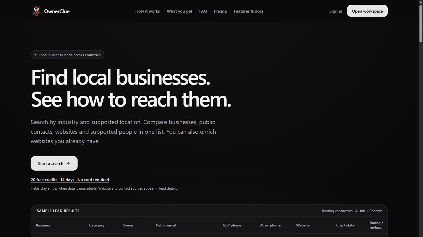 OwnerClue screenshot