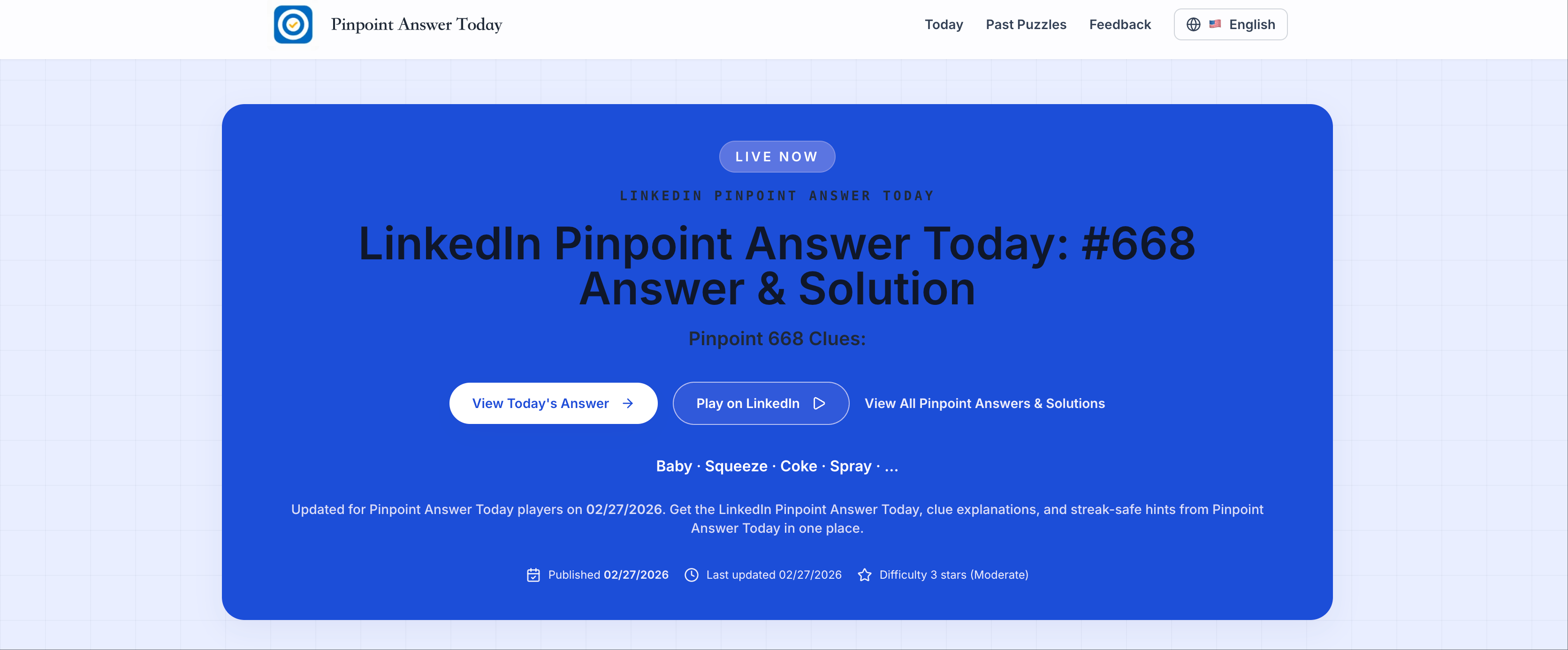 Pinpoint Answer Today screenshot