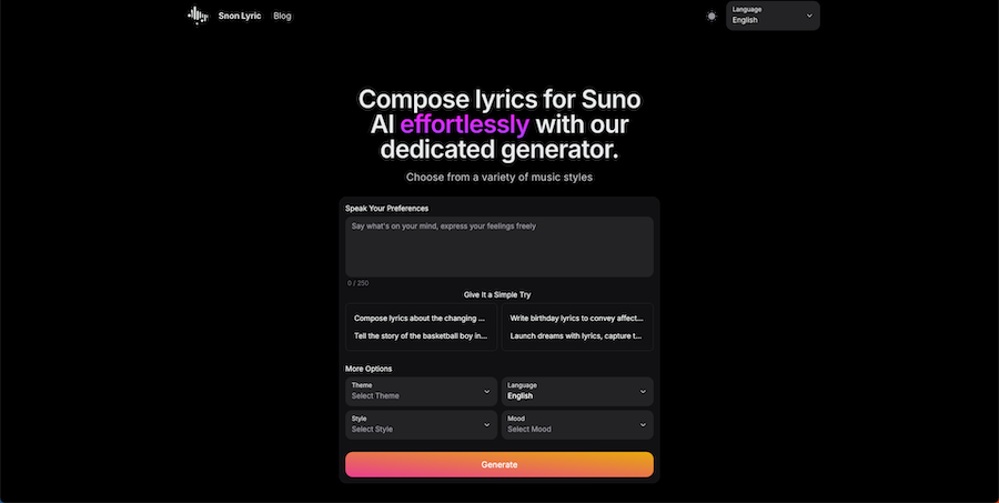 Snon Lyric screenshot