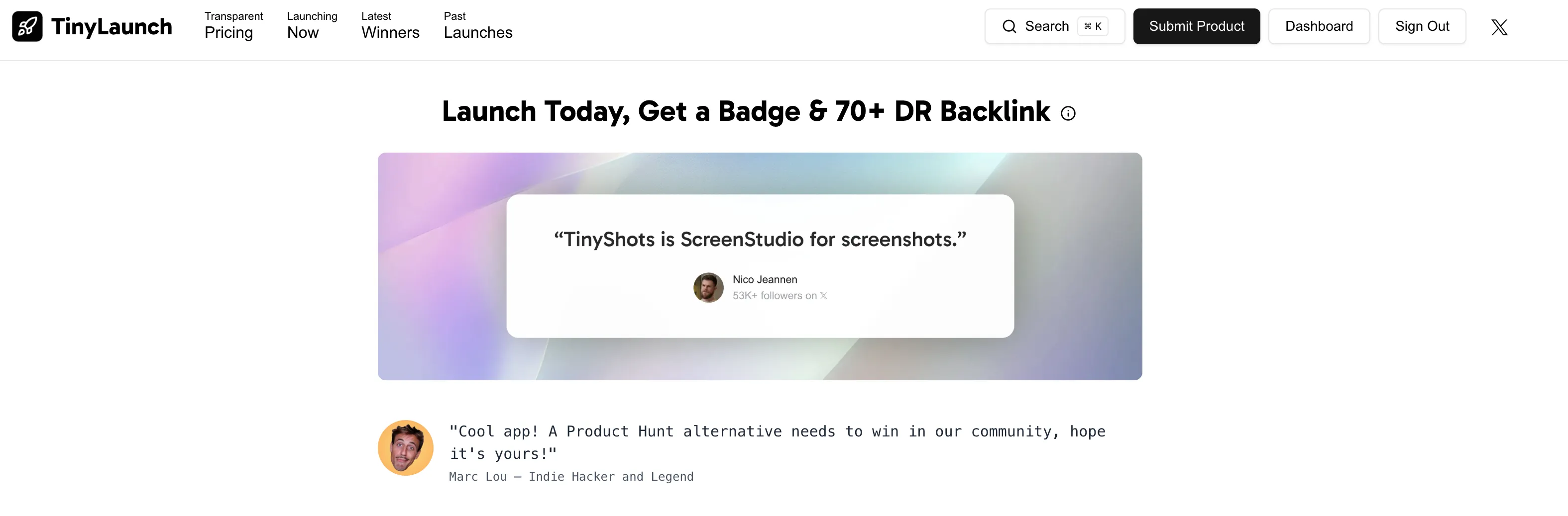 TinyLaunch screenshot