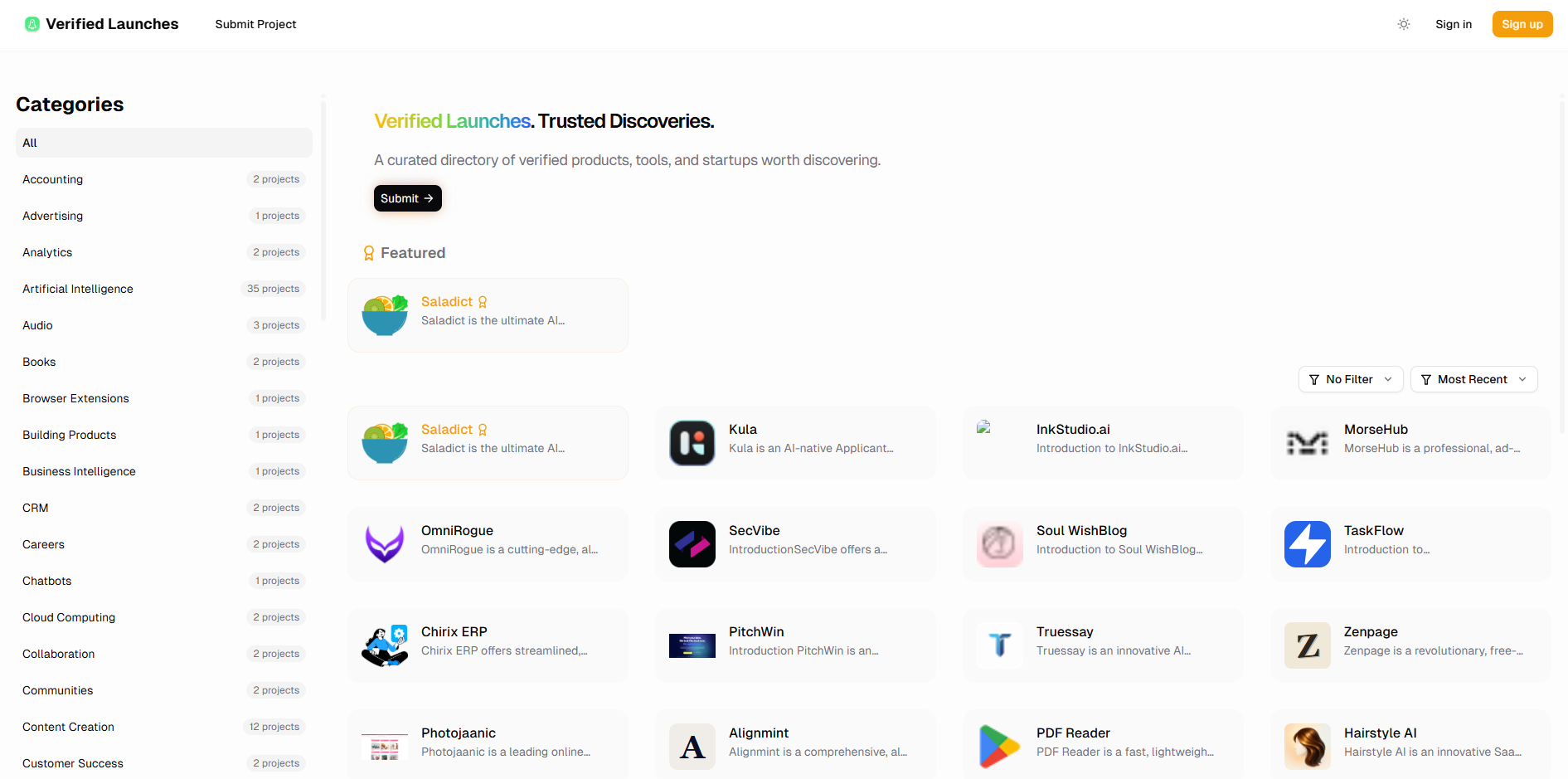 Verified Launches screenshot