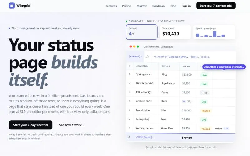 Wisegrid screenshot